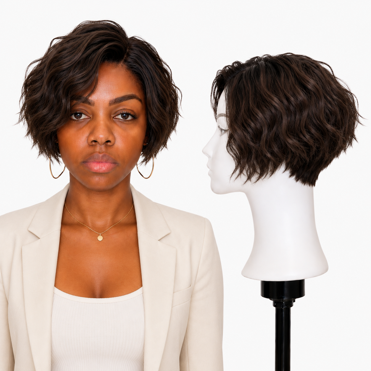 Lace Front -  Peruca com tela frontal de cabelo Humano