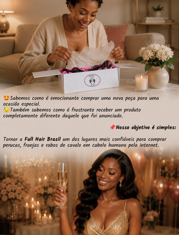 Lace Front -  Peruca com tela frontal de cabelo Humano