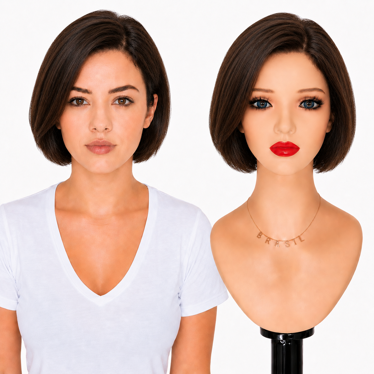 Lace Front -  Peruca com tela frontal de cabelo Humano