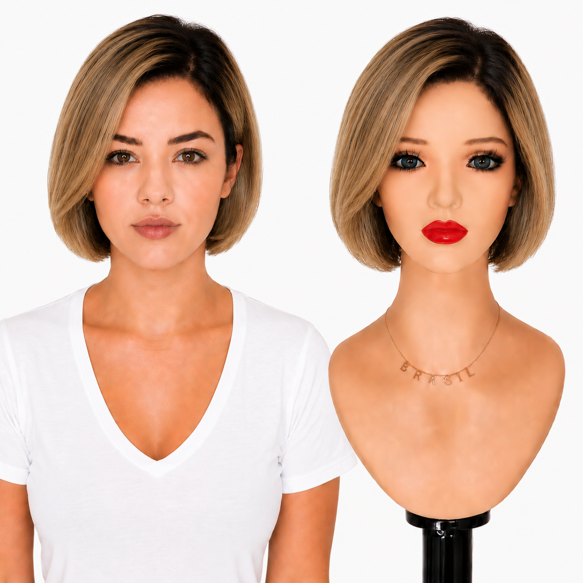 Lace Front -  Peruca com tela frontal de cabelo Humano