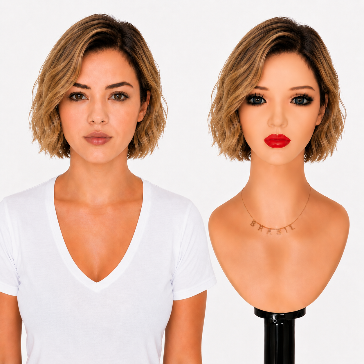 Lace Front -  Peruca com tela frontal de cabelo Humano