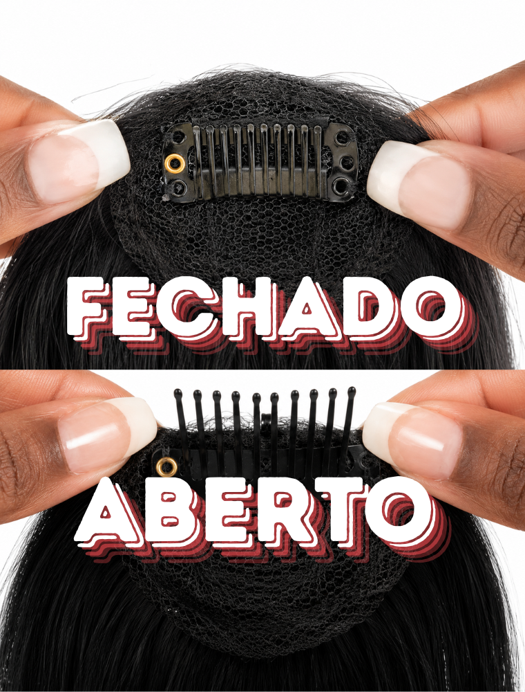 Franja Tic-Tac em Cabelo Humano com Cutículas Alinhadas | Removível, Natural, Francesa, Clip-In, Diversas Cores
