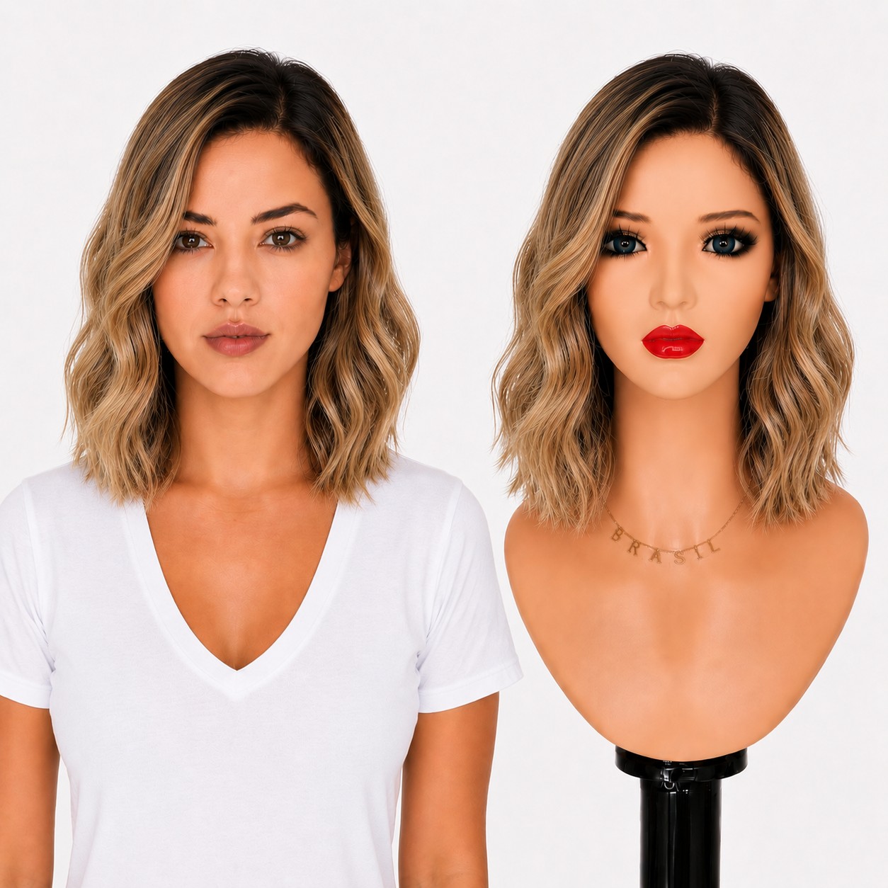 Lace Front -  Peruca com tela frontal de cabelo Humano