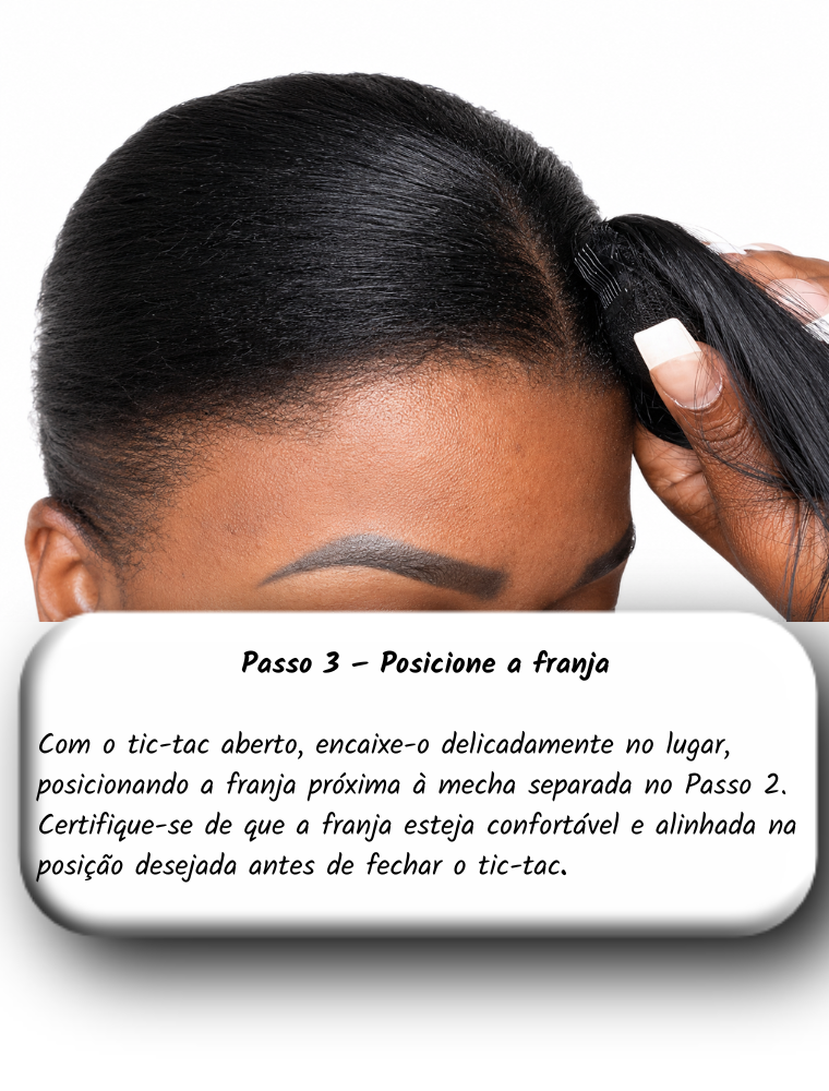 Franja Tic-Tac em Cabelo Humano com Cutículas Alinhadas | Removível, Natural, Francesa, Clip-In, Diversas Cores