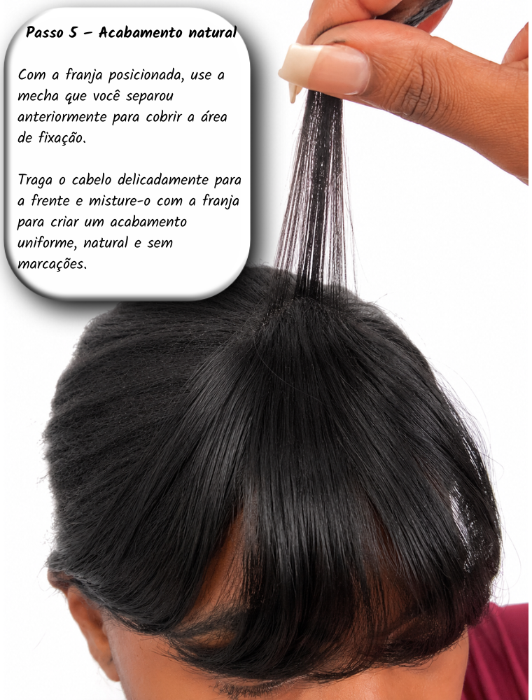 Franja Tic-Tac em Cabelo Humano com Cutículas Alinhadas | Removível, Natural, Francesa, Clip-In, Diversas Cores