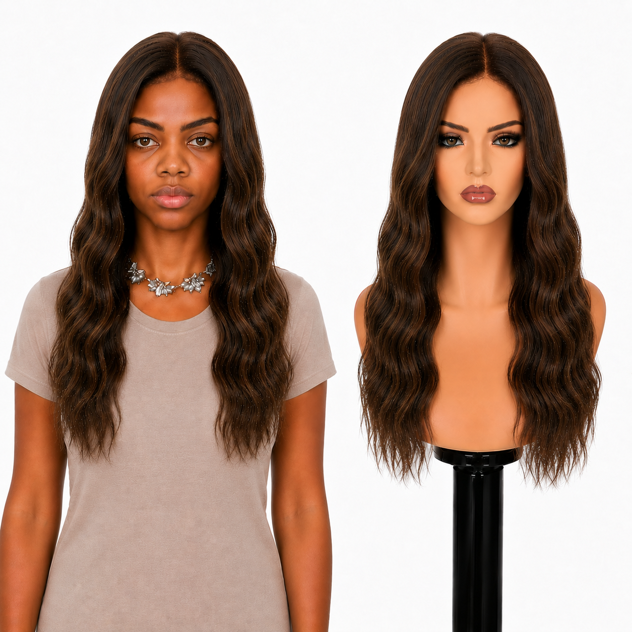 Lace Front -  Peruca com tela frontal de cabelo Humano