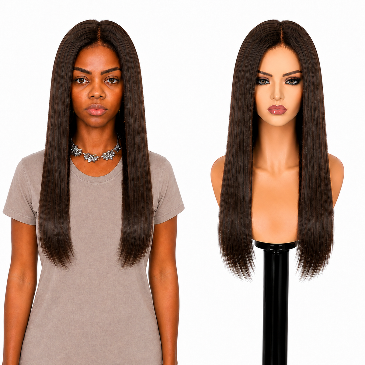 Lace Front -  Peruca com tela frontal de cabelo Humano