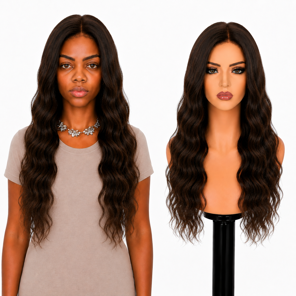Lace Front -  Peruca com tela frontal de cabelo Humano