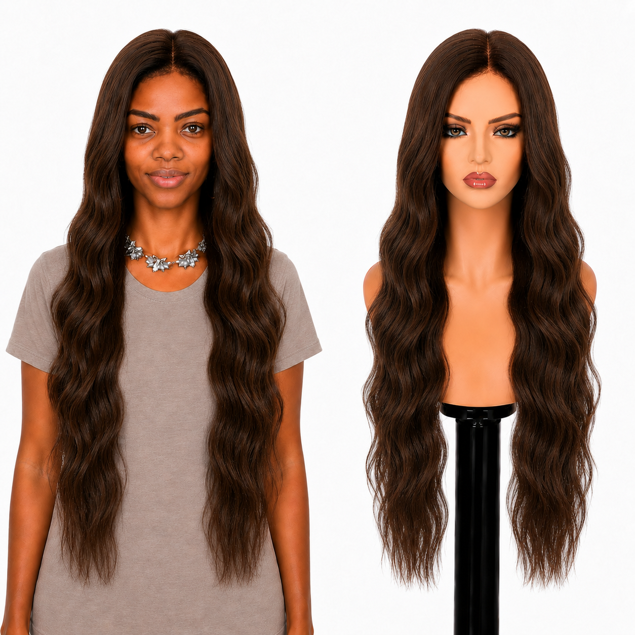 Lace Front -  Peruca com tela frontal de cabelo Humano