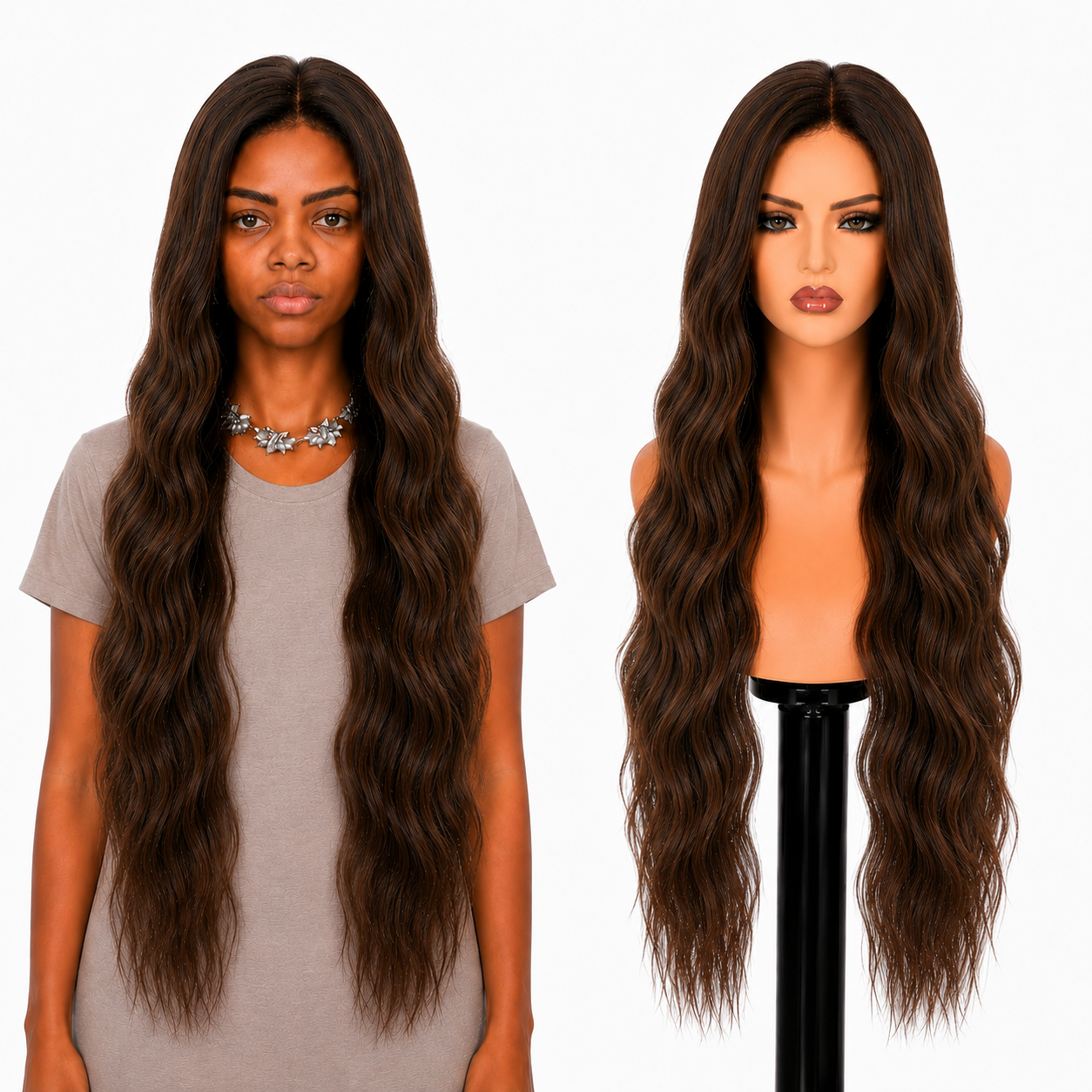 Lace Front -  Peruca com tela frontal de cabelo Humano