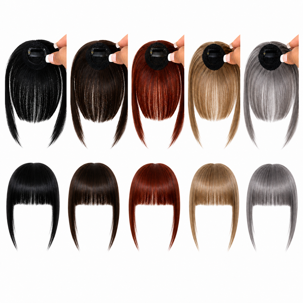 Franja Tic-Tac em Cabelo Humano com Cutículas Alinhadas | Removível, Natural, Francesa, Clip-In, Diversas Cores