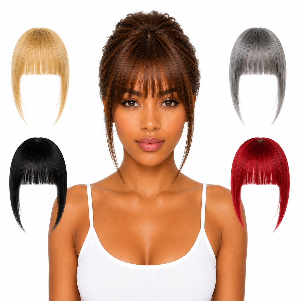 Franja Tic-Tac em Cabelo Humano com Cutículas Alinhadas | Removível, Natural, Francesa, Clip-In, Diversas Cores
