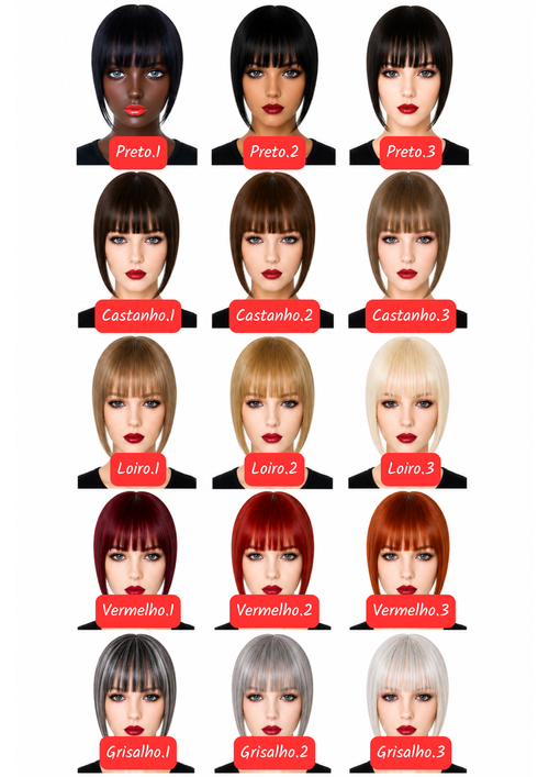 Franja Tic-Tac em Cabelo Humano com Cutículas Alinhadas | Removível, Natural, Francesa, Clip-In, Diversas Cores