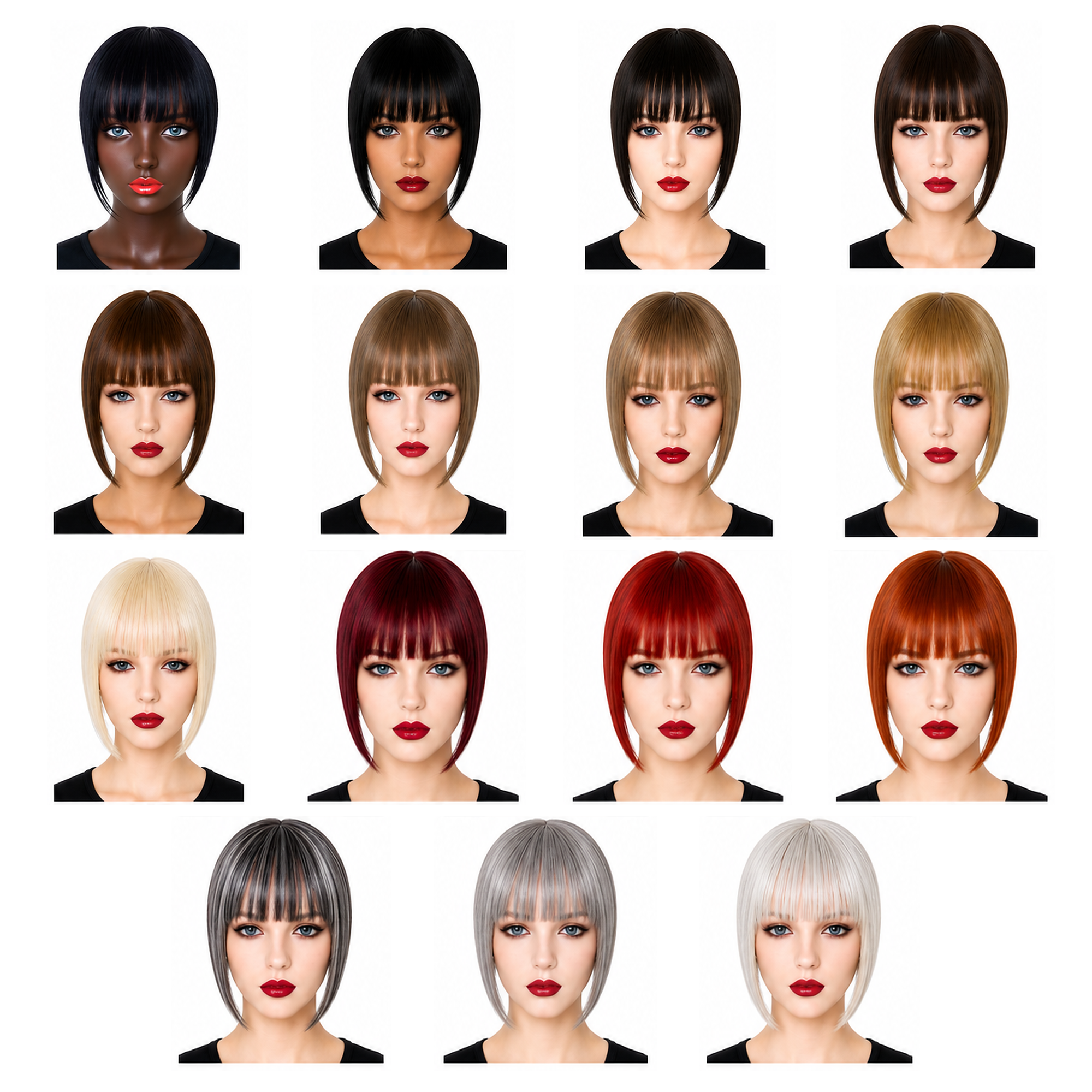Franja Tic-Tac em Cabelo Humano com Cutículas Alinhadas | Removível, Natural, Francesa, Clip-In, Diversas Cores